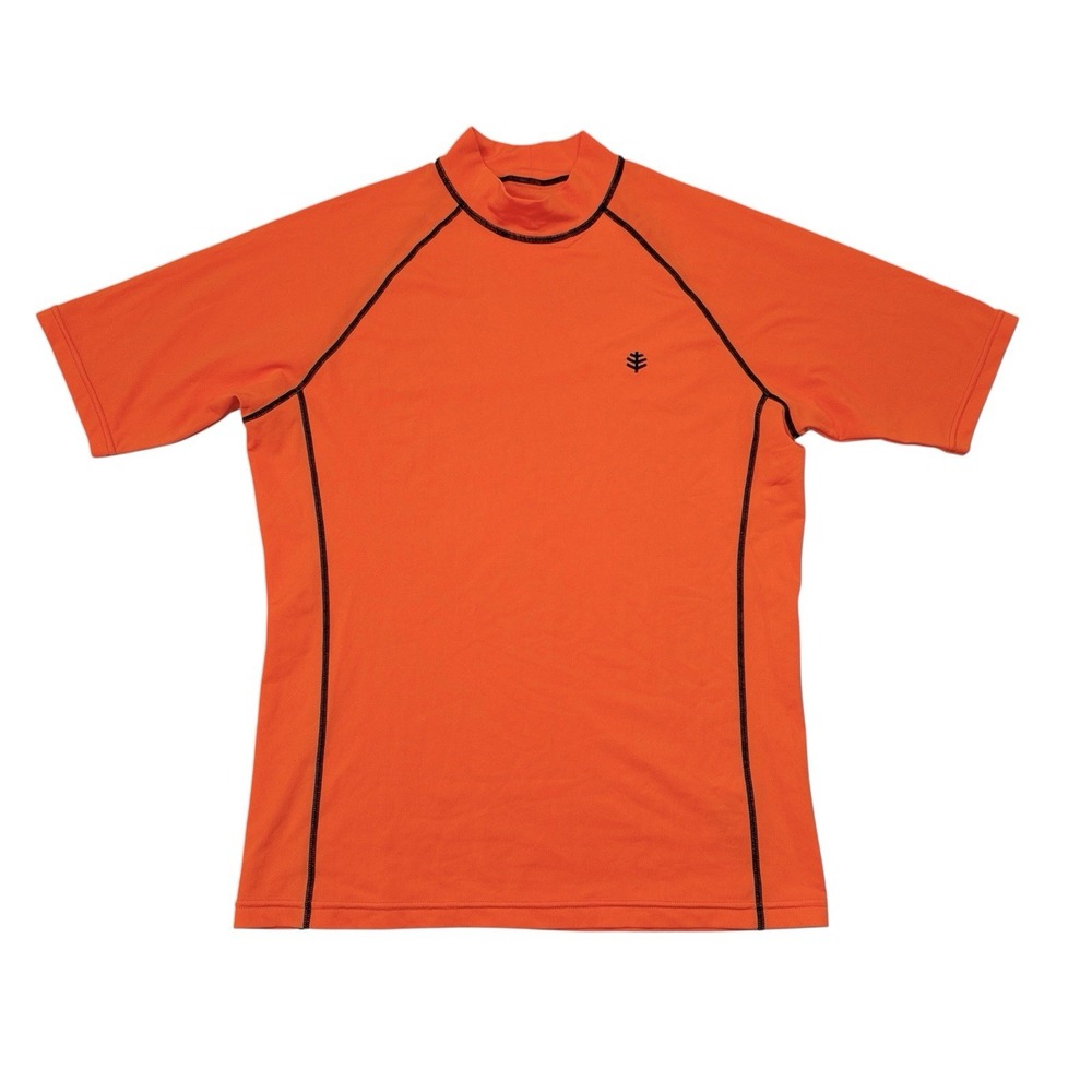 Coolibar Rash Guard Men's Medium Orange UPF 50 Shirt Surf Swim Sun Beach Pool